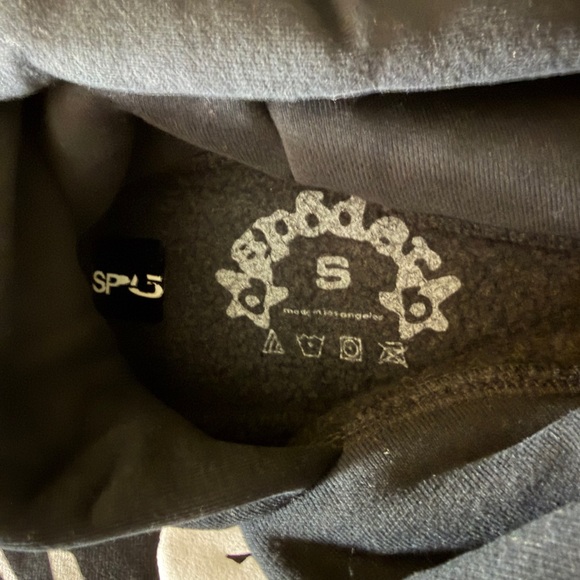 Sp5der OG Web Hoodie Black Size Small Puff Print Cotton Hoodie - Picture 4 of 5